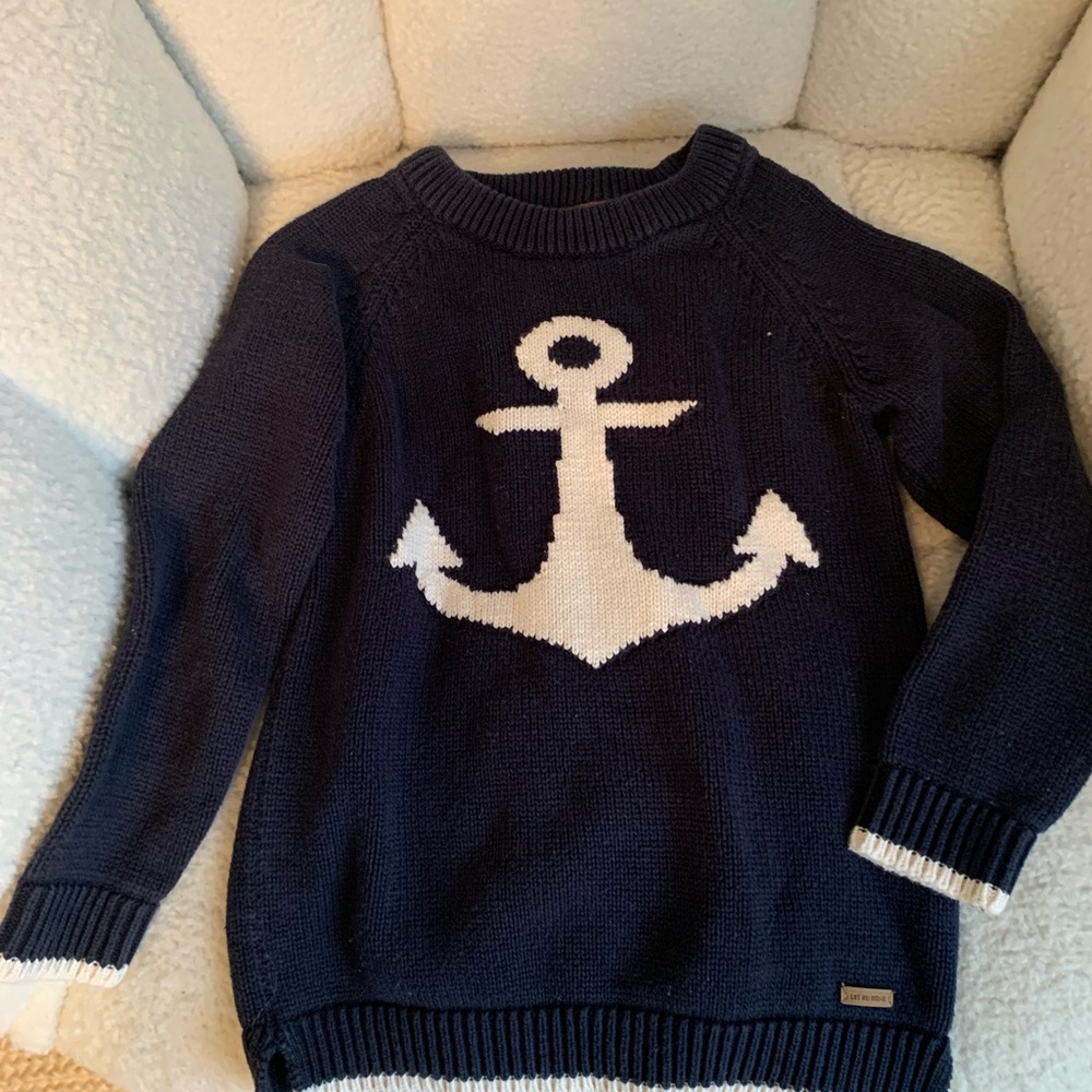 H&M Blue and White Anchor Knit Sweater